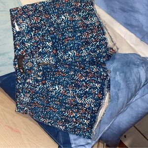 Vibrant Patterned Denim Shorts